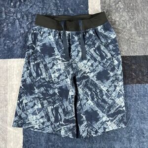 Lululemon Mens S Performance Shorts Blue Abstract Graphic Print Athletic Gym